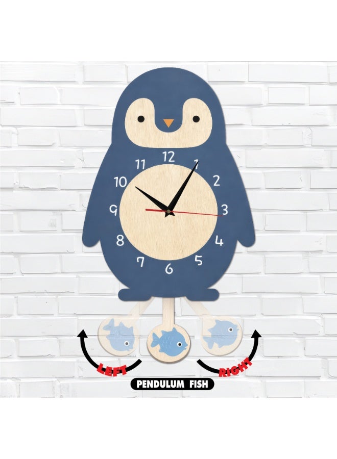 A wall clock with a pendulum in the shape of a moving penguin, featuring a cheerful, modern design, bright colors, high quality, quiet, silent movement, easy to hang, adding an attractive decorative touch and suitable for all tastes. - Image 5